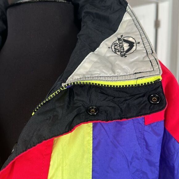 Mountain Goat Colorblock 80s 90s Y2K Ski Snow Jacket 1/4 Zip Neon Retro Pullover - Picture 2 of 9